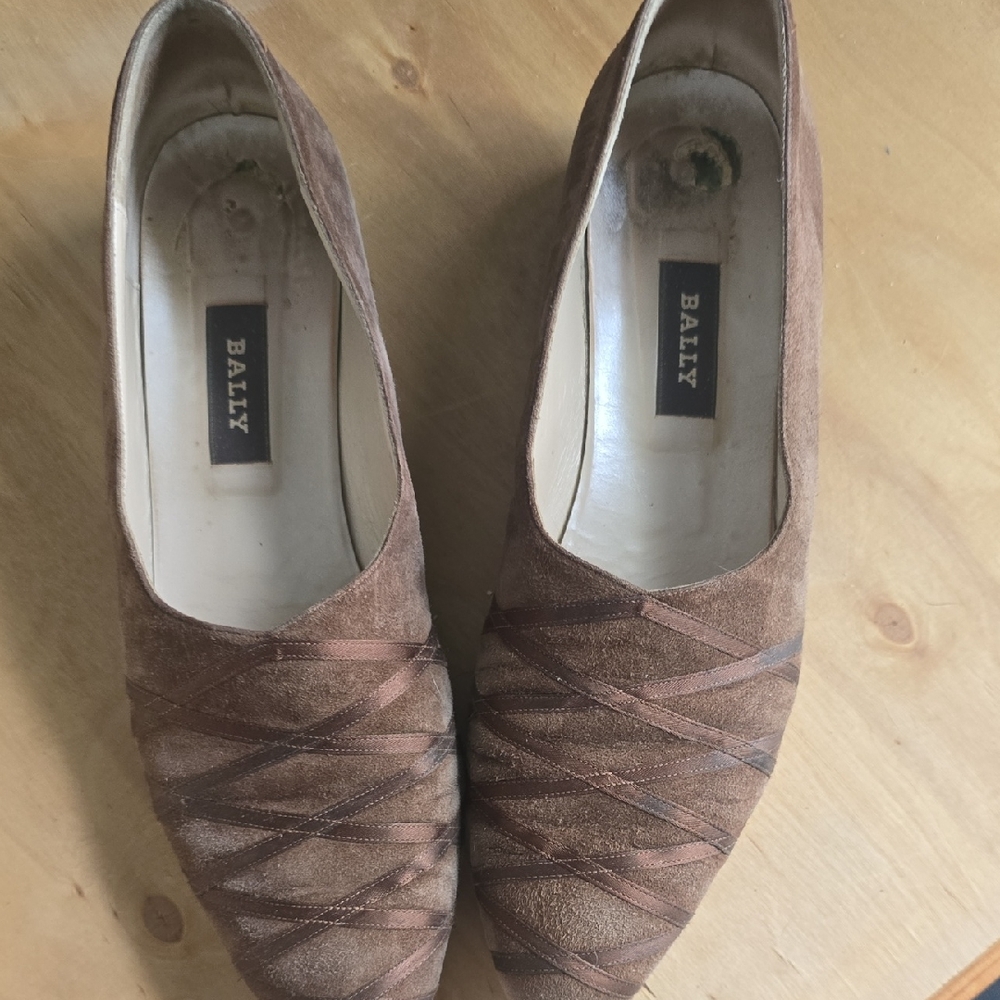 Bally Women's Brown Suede Embellished Flats